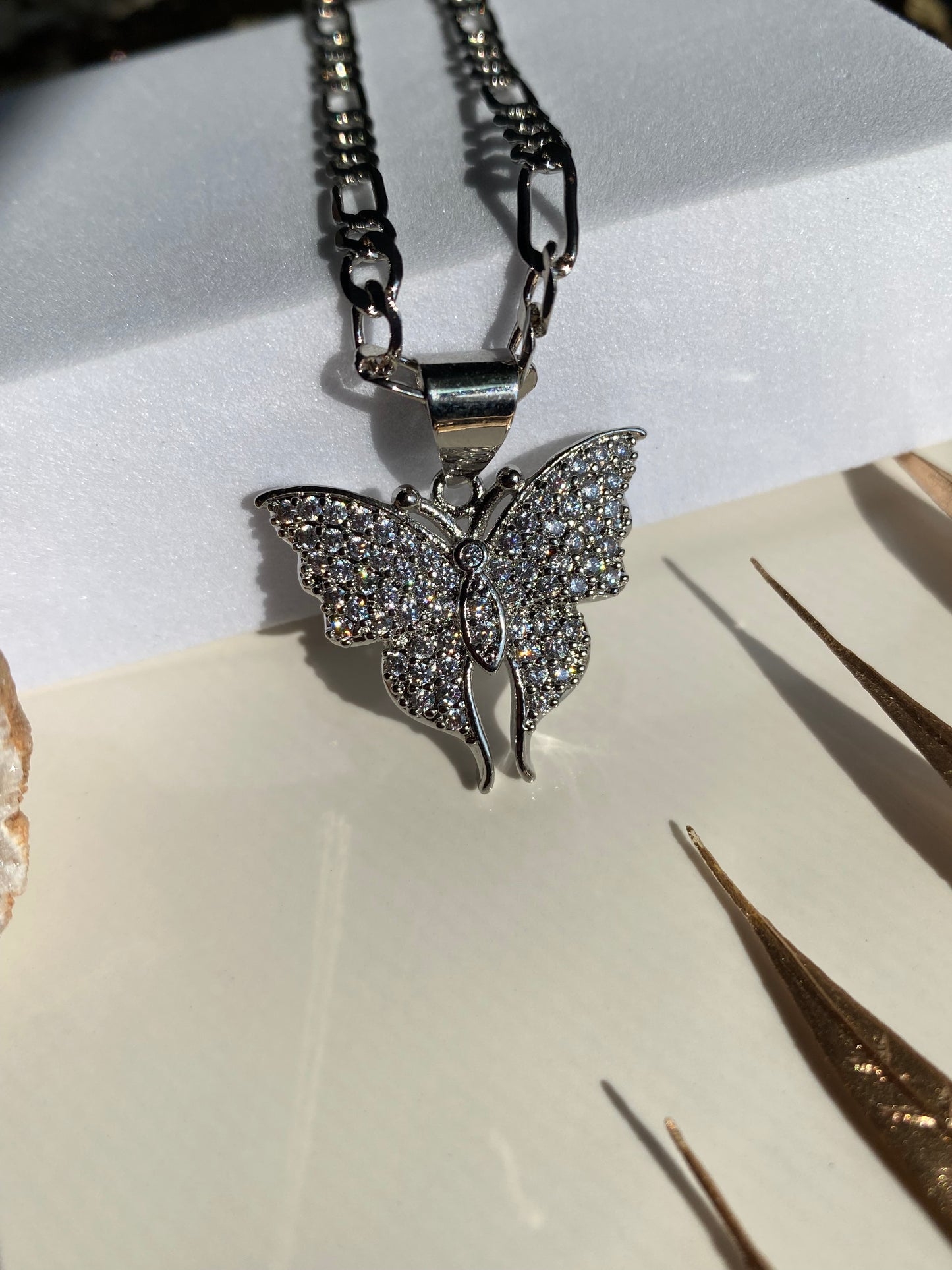 Silver butterfly necklace