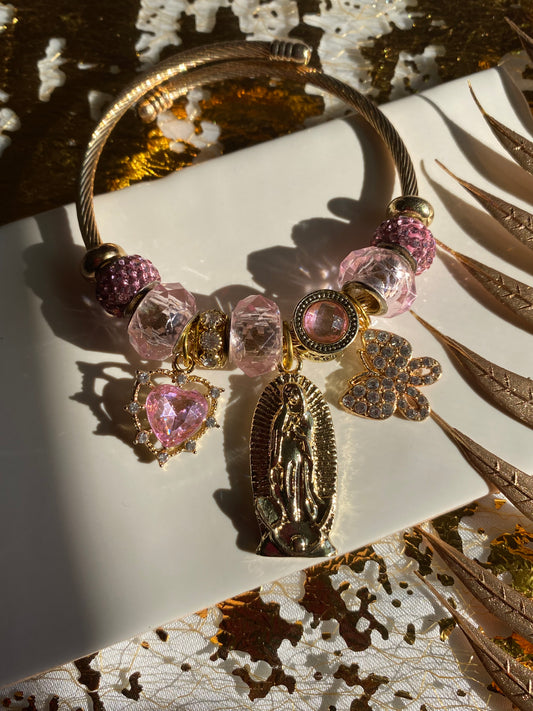 Pink virgencita charm bracelet