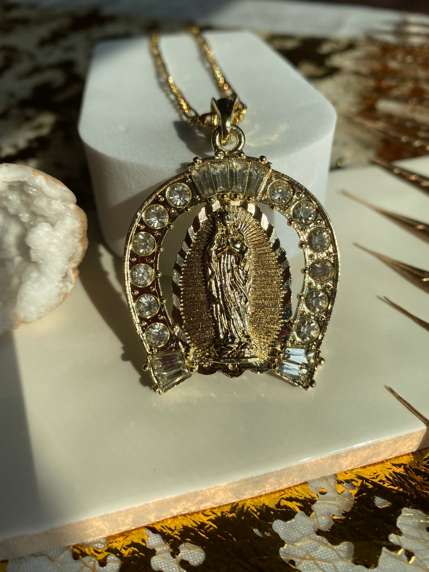 Virgencita horseshoe necklace