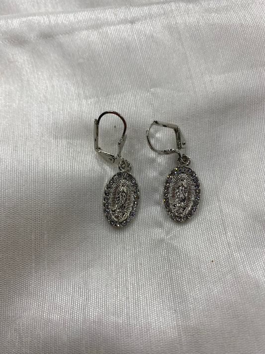 silver virgencita earrings