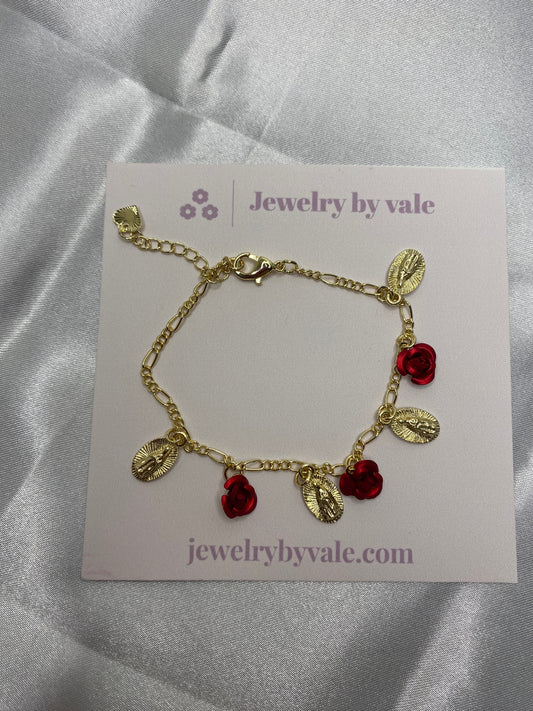 Red rose virgencita bracelet