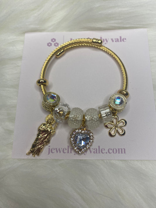 Clear san judas charm bracelet