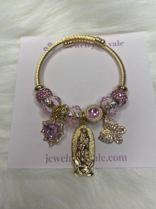 Pink virgencita charm bracelet